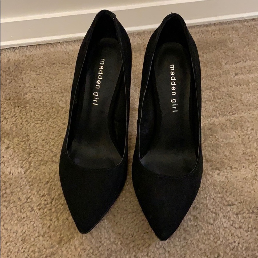 Black suede heels